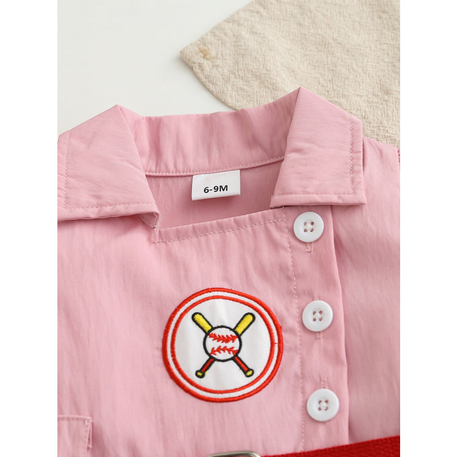 Children’s Baseball Embroidered Short Sleeve Dress Apparel and Accessories