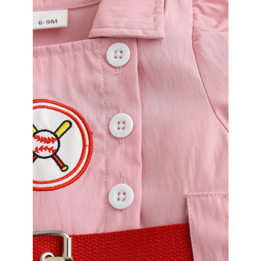 Children’s Baseball Embroidered Short Sleeve Dress Apparel and Accessories