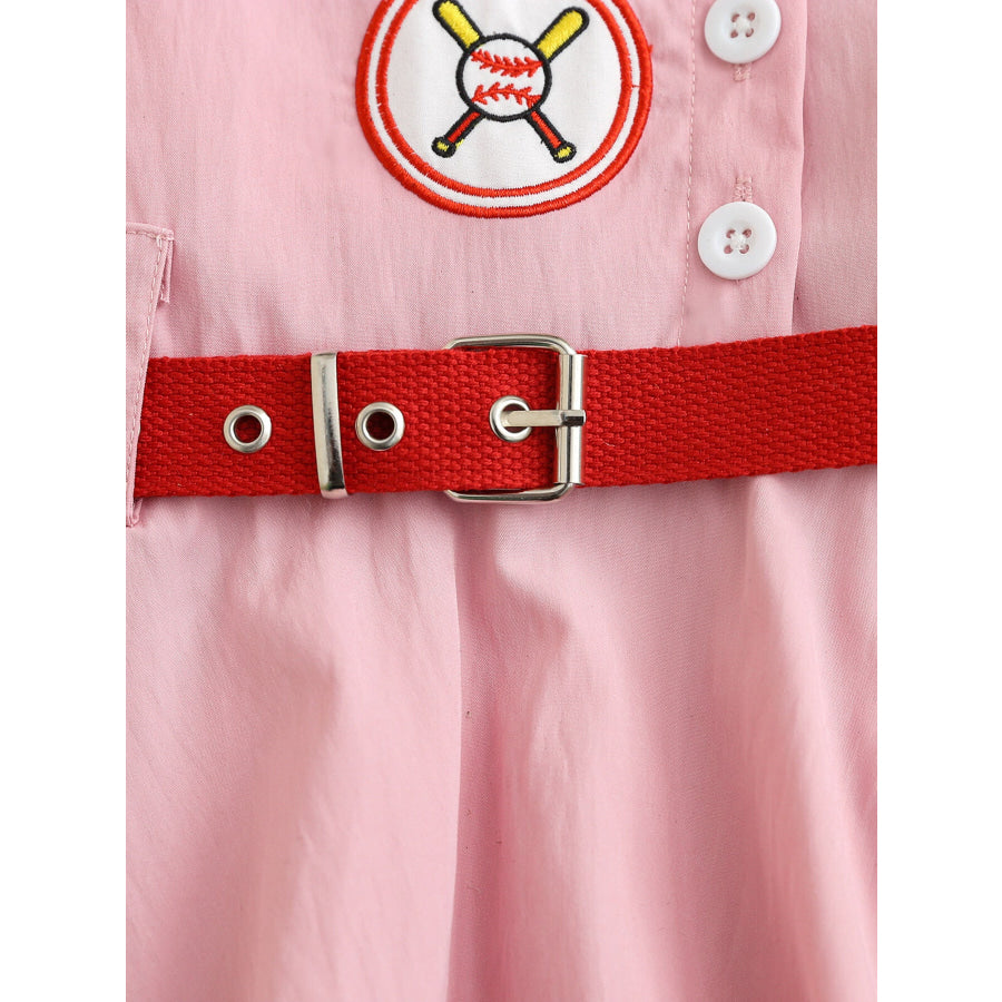 Children’s Baseball Embroidered Short Sleeve Dress Apparel and Accessories