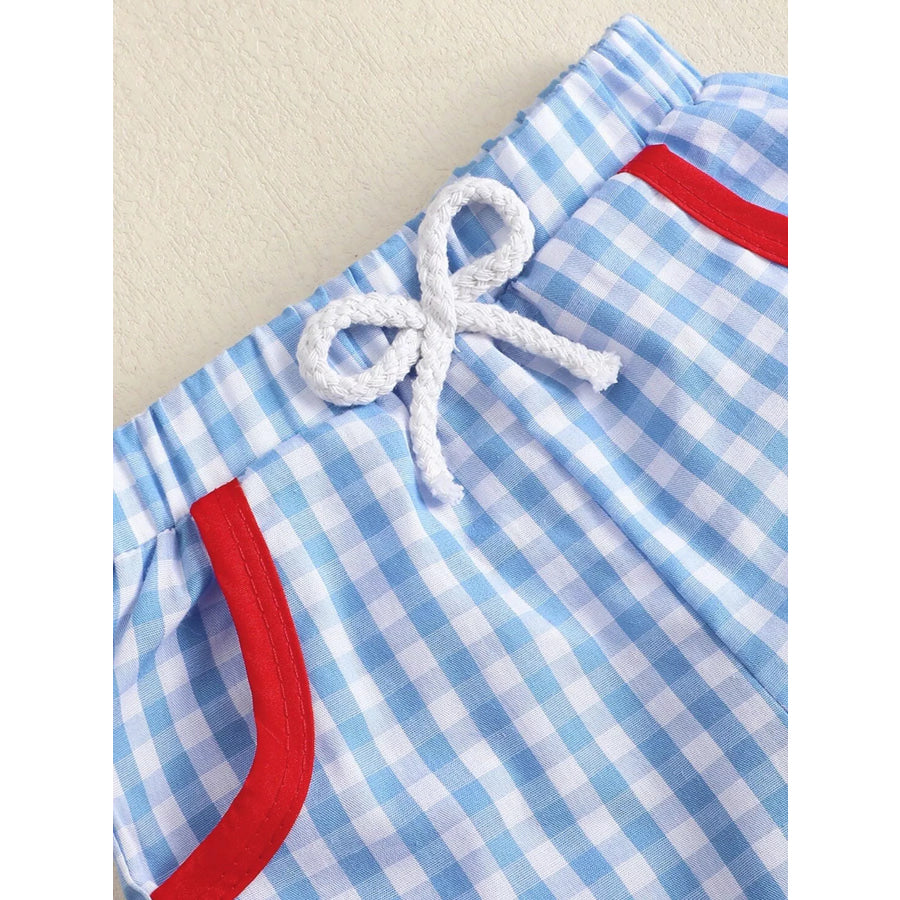 Children’s Baseball Embroidered T-shirt and Gingham Shorts Set Apparel and Accessories