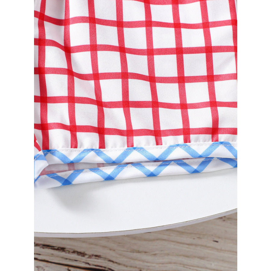 Children’s Baseball Embroidered Top & Plaid Shorts Set Apparel and Accessories