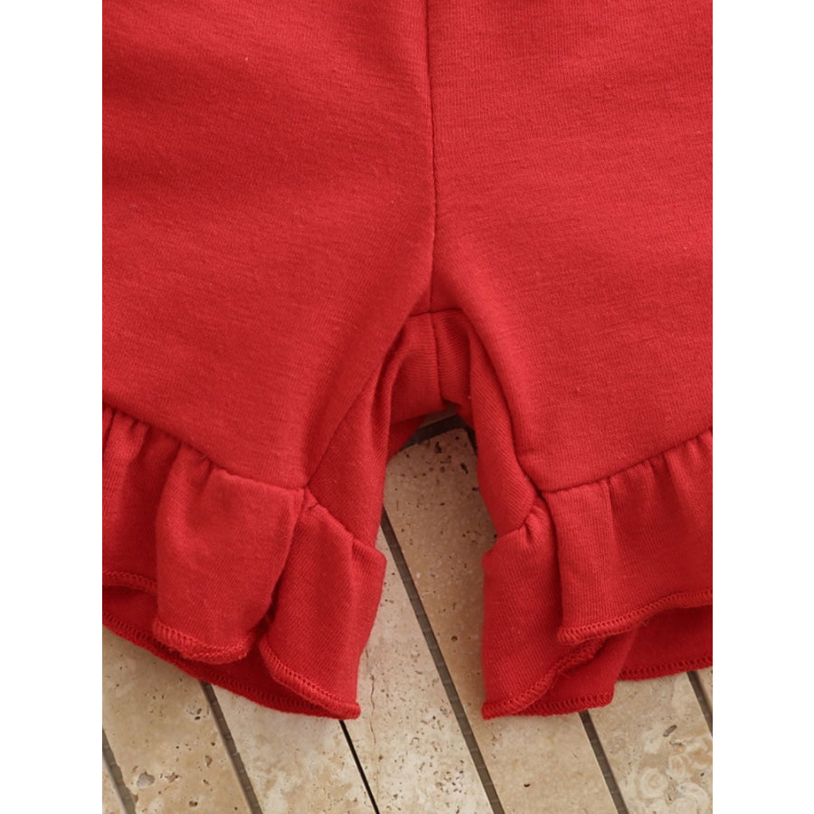 Children’s Baseball Love Graphic Ruffle Trim Tee and Shorts Set Apparel and Accessories