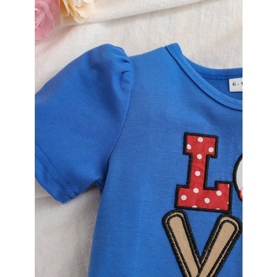 Children’s Baseball Love Graphic Ruffle Trim Tee and Shorts Set Apparel and Accessories