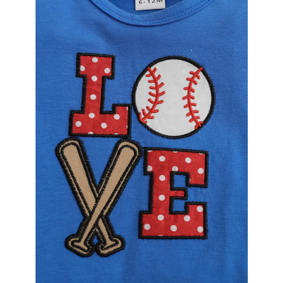 Children’s Baseball Love Graphic Ruffle Trim Tee and Shorts Set Apparel and Accessories