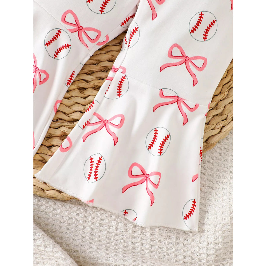 Children’s Baseball Short Sleeve Bodysuit and Bow Pants Set with Headband Apparel and Accessories