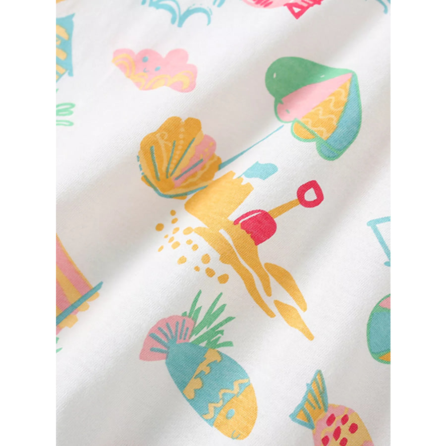 Children’s Beach Print Round Neck Tee and Shorts Set Apparel and Accessories