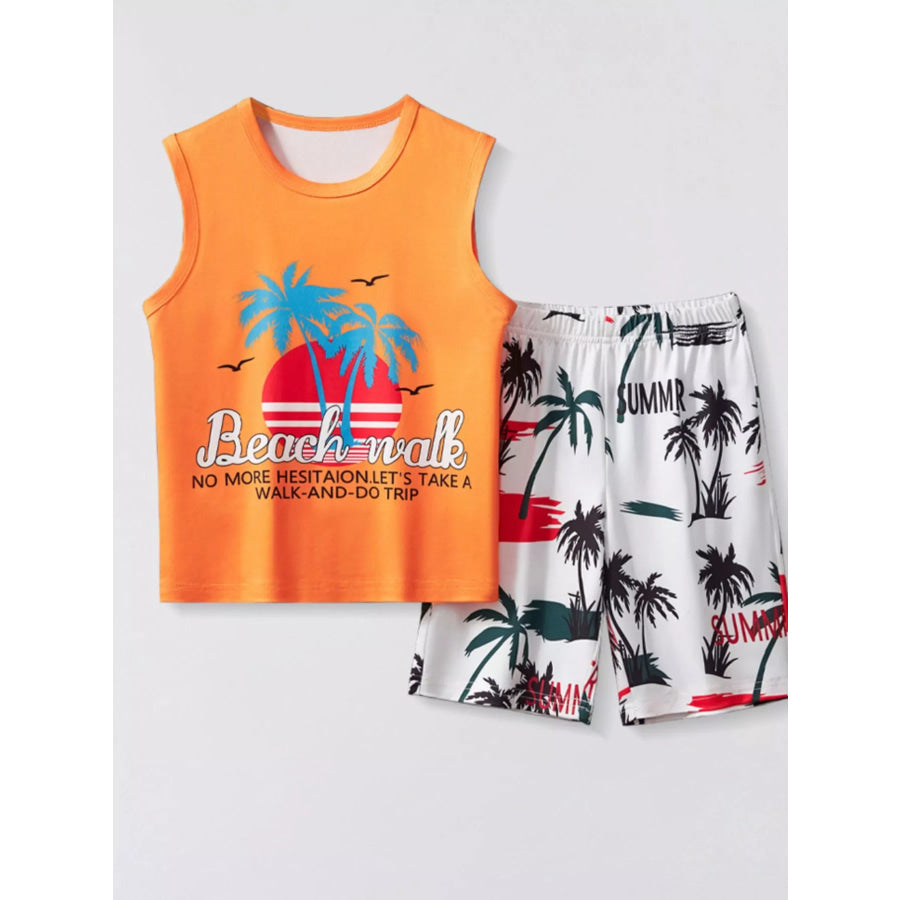 Children’s Beach Walk Top and Shorts Set Orange / 2-3Y Apparel and Accessories