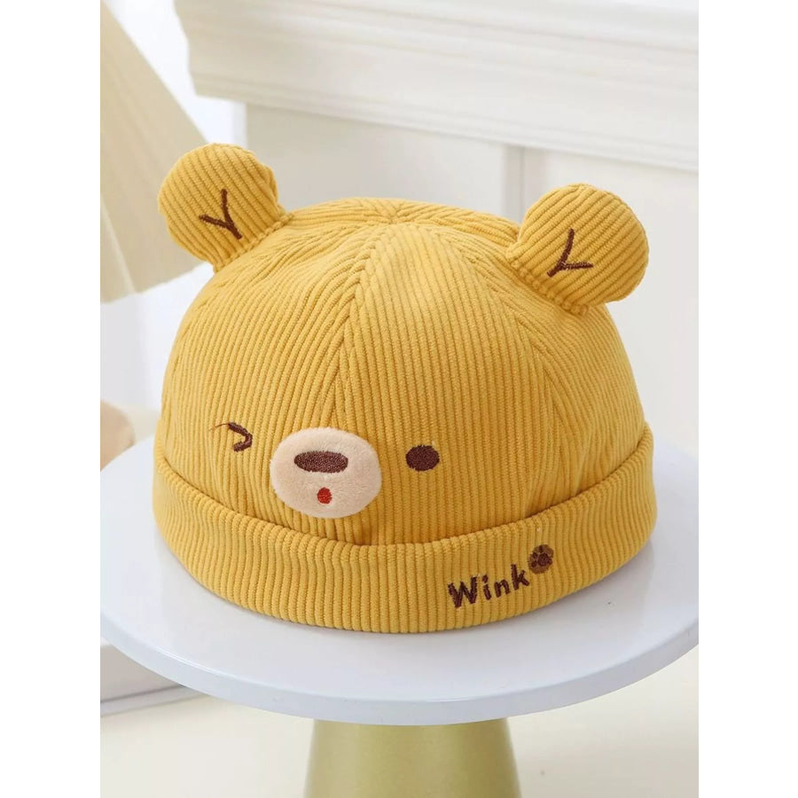 Children’s Bear Ear Corduroy Hat Yellow / One Size Apparel and Accessories