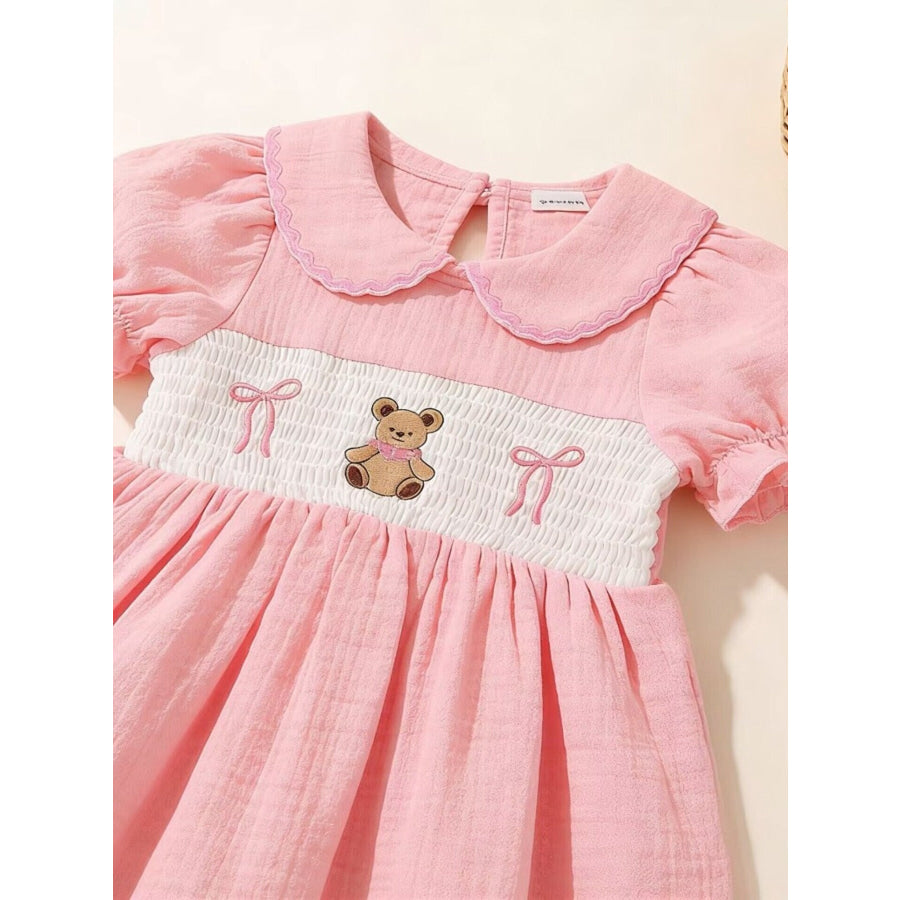 Children’s Bear Embroidered Smocked Dress Apparel and Accessories