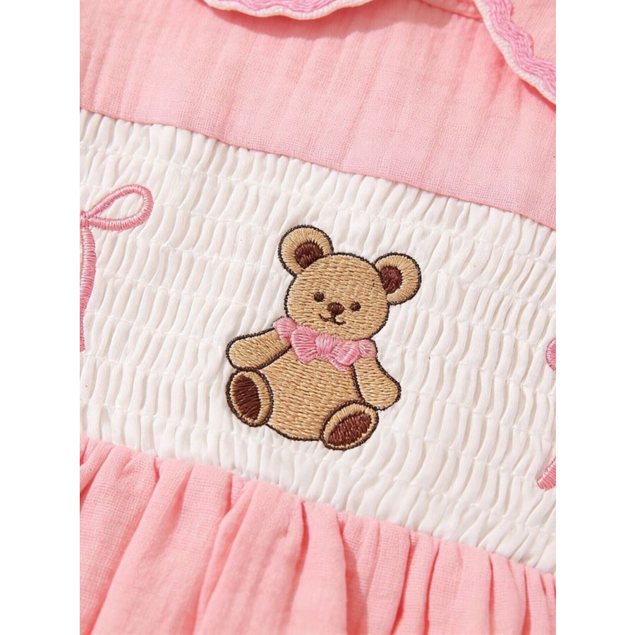 Children’s Bear Embroidered Smocked Dress Apparel and Accessories