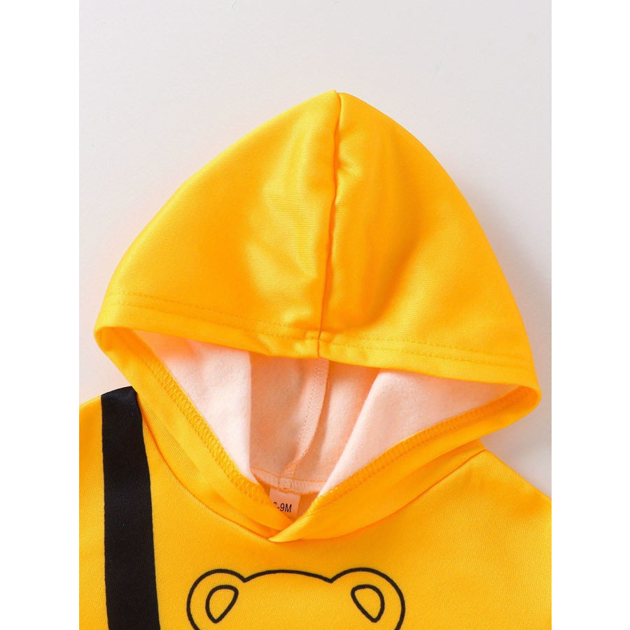 Children’s Bear Graphic Hoodie & Plaid Pants Set Gold / 6-9M Apparel and Accessories