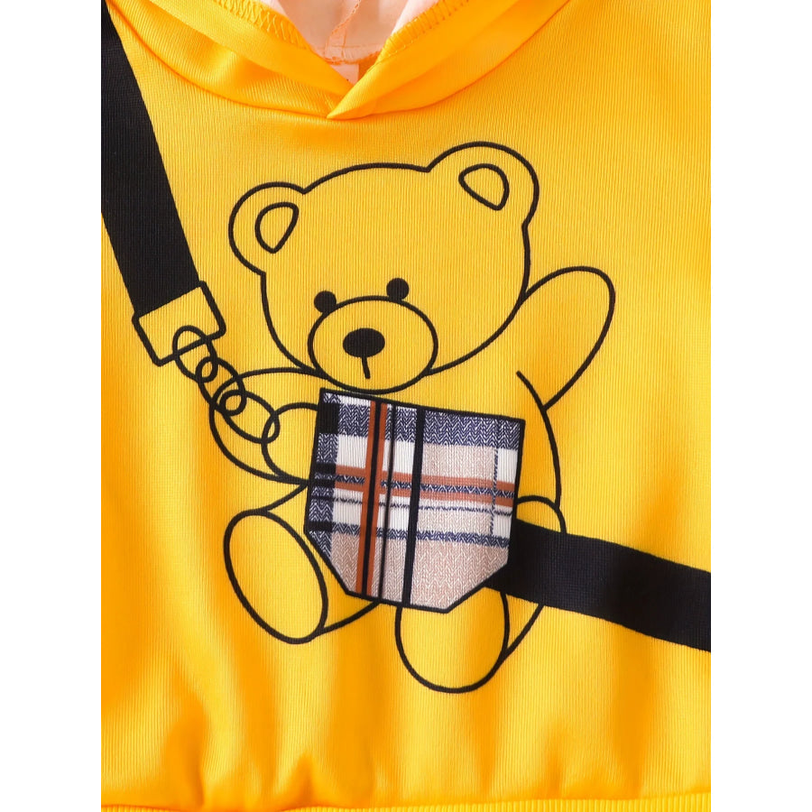Children’s Bear Graphic Hoodie & Plaid Pants Set Apparel and Accessories