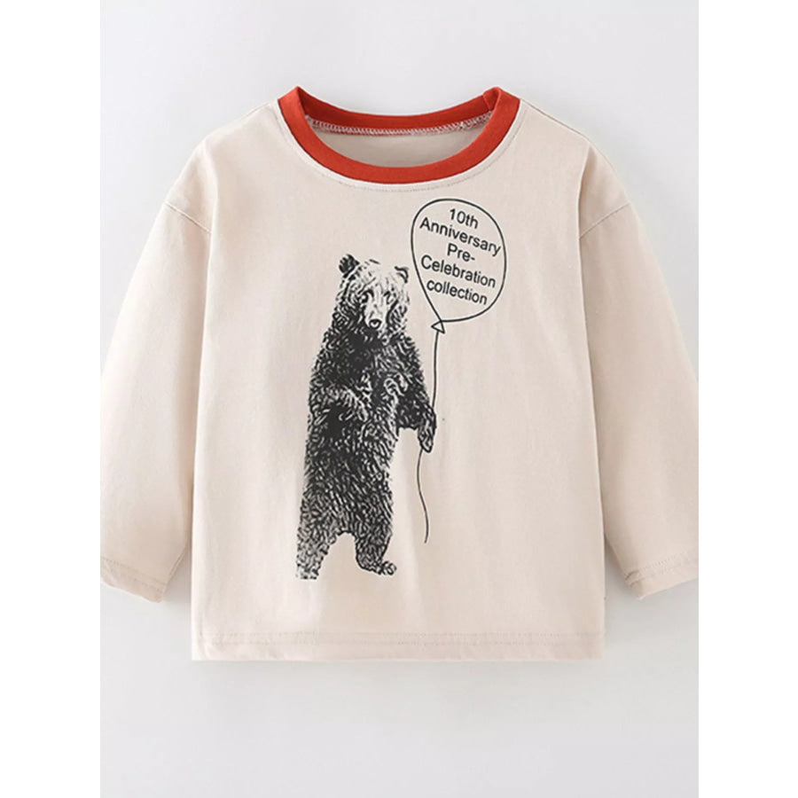 Children’s Bear Graphic Long-Sleeve T-Shirt Eggshell / 2Y Apparel and Accessories