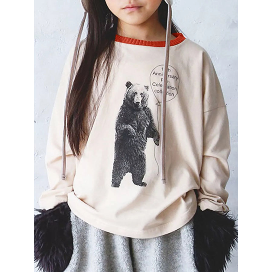 Children’s Bear Graphic Long-Sleeve T-Shirt Eggshell / 2Y Apparel and Accessories