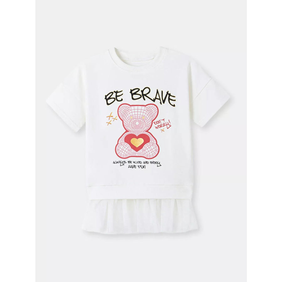 Children’s Bear Graphic Short Sleeve Sweatshirt Dress Apparel and Accessories