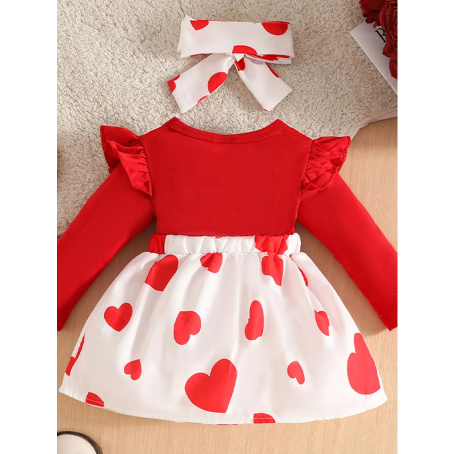 Children’s Bear Heart Print Dress & Headband Set Apparel and Accessories