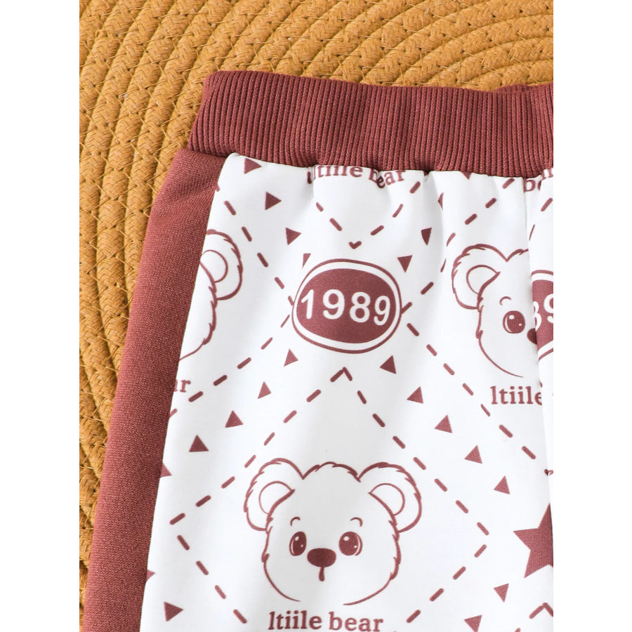 Children’s Bear Print Long Sleeve Sweatshirt and Pants Set Apparel Accessories