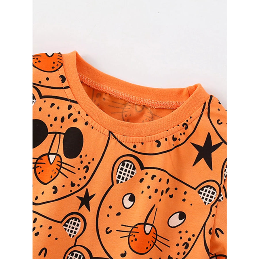Children’s Bear Print Round Neck Top and Shorts Set Apparel and Accessories