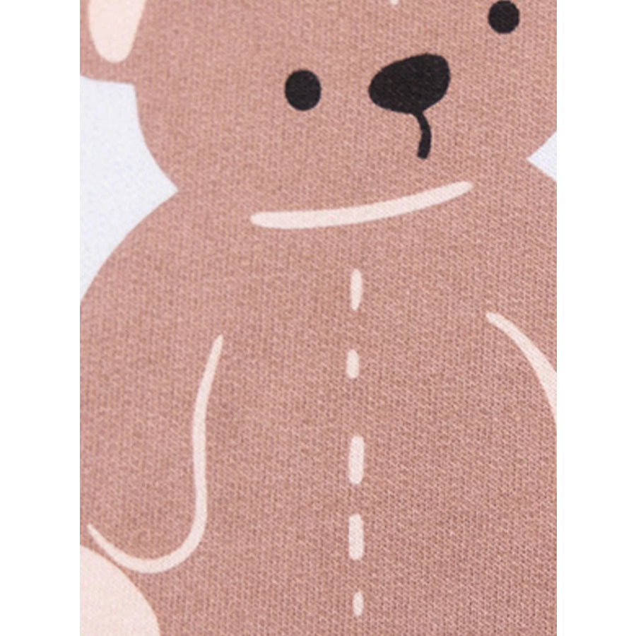 Children’s Bear Print Sweatshirt and Striped Wide-Leg Pants Set Apparel and Accessories