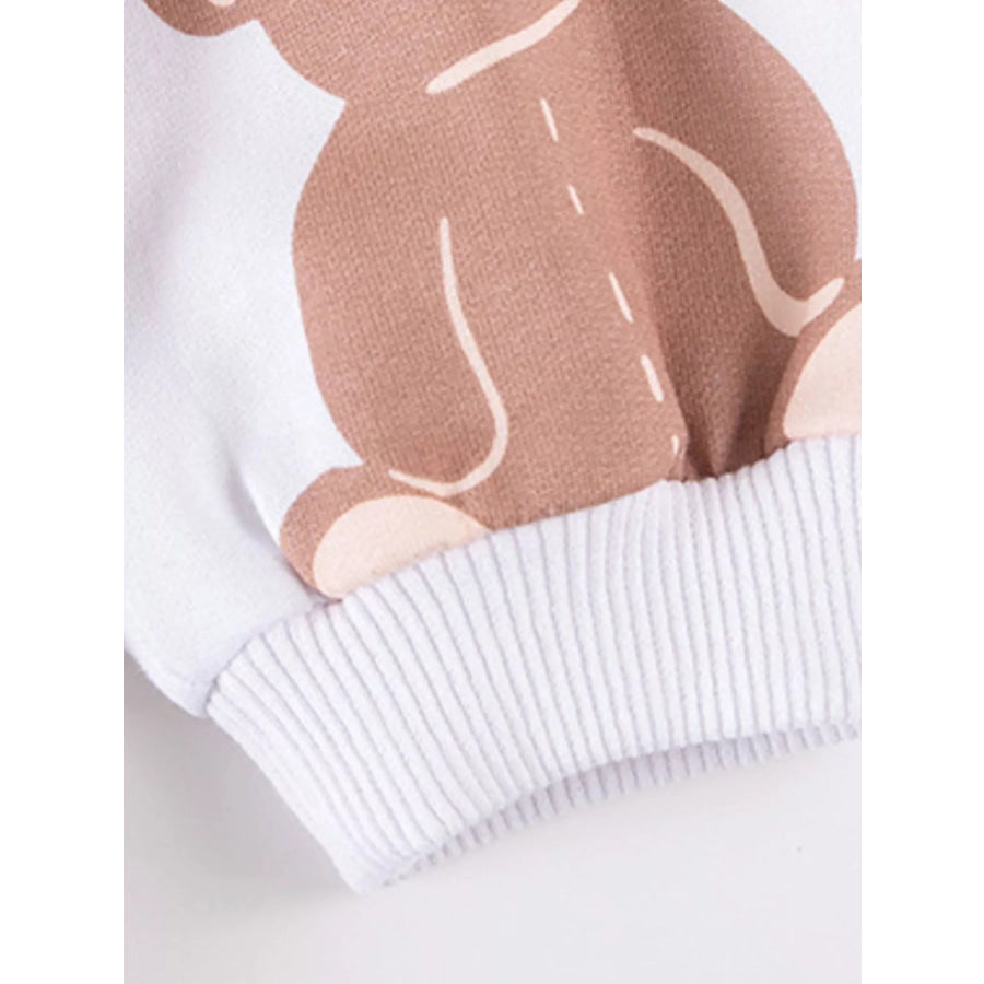 Children’s Bear Print Sweatshirt and Striped Wide-Leg Pants Set Apparel and Accessories