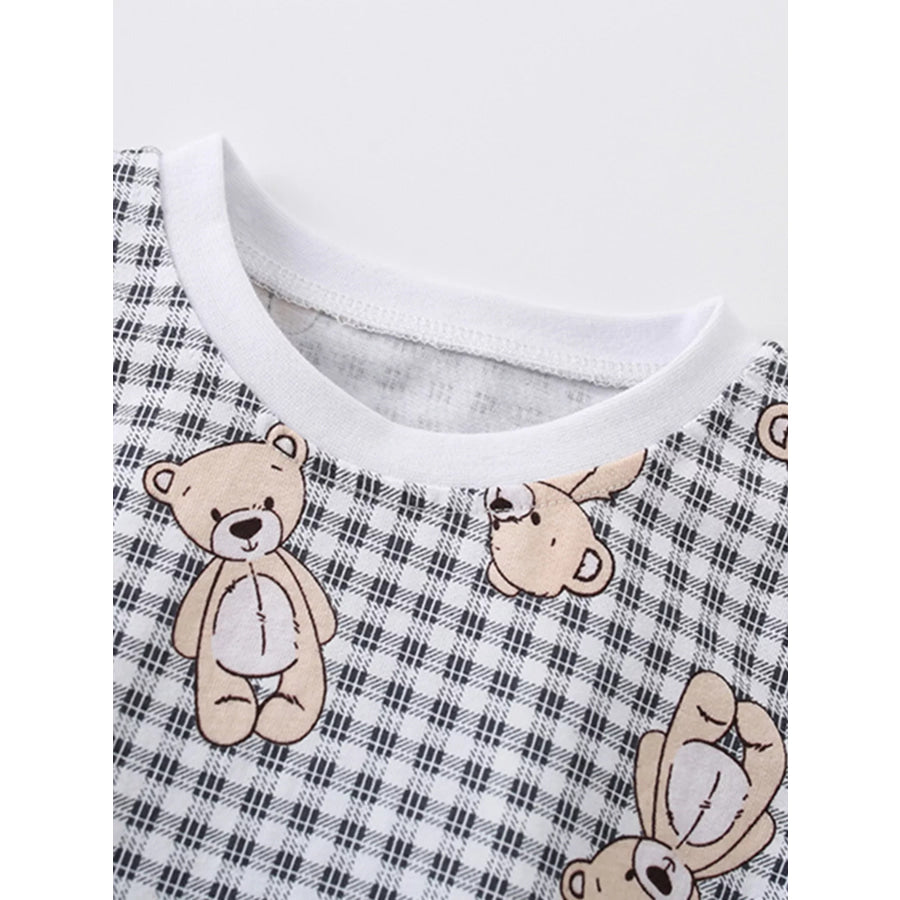 Children’s Bear Print T-Shirt and Denim Shorts Set Camel / 4Y Apparel and Accessories