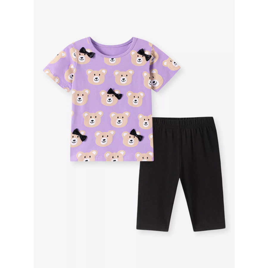 Children’s Bear Print Top & Capri Leggings Set Apparel and Accessories