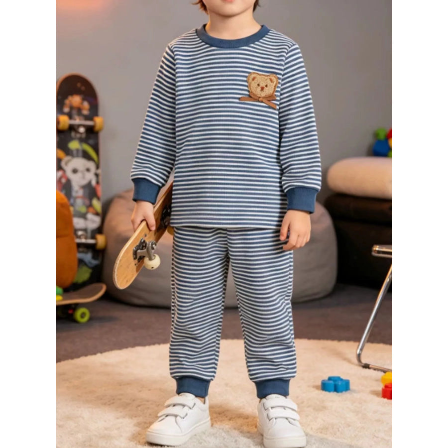 Children’s Bear Striped Top and Pants Set Apparel and Accessories