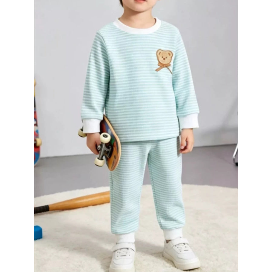 Children’s Bear Striped Top and Pants Set Apparel and Accessories