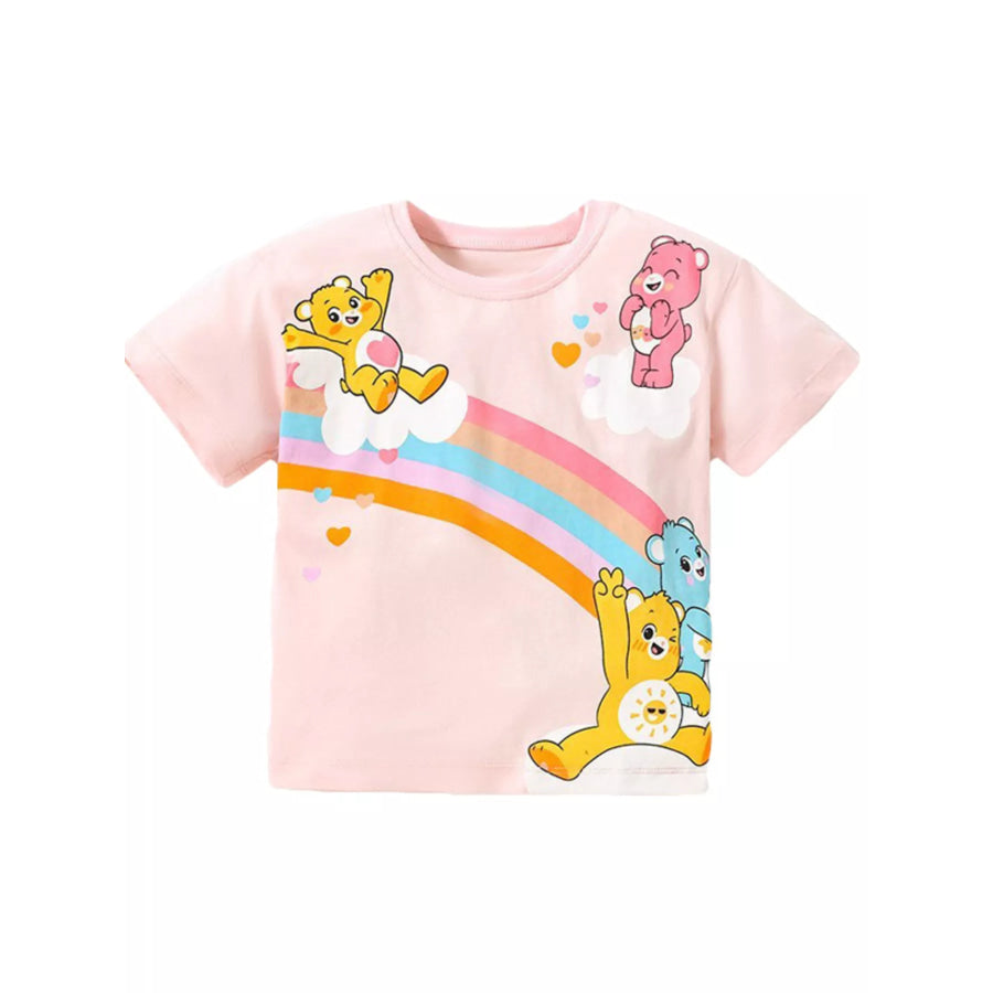 Children’s Bears Rainbow Graphic Round Neck T-Shirt Pink / 2T Apparel and Accessories