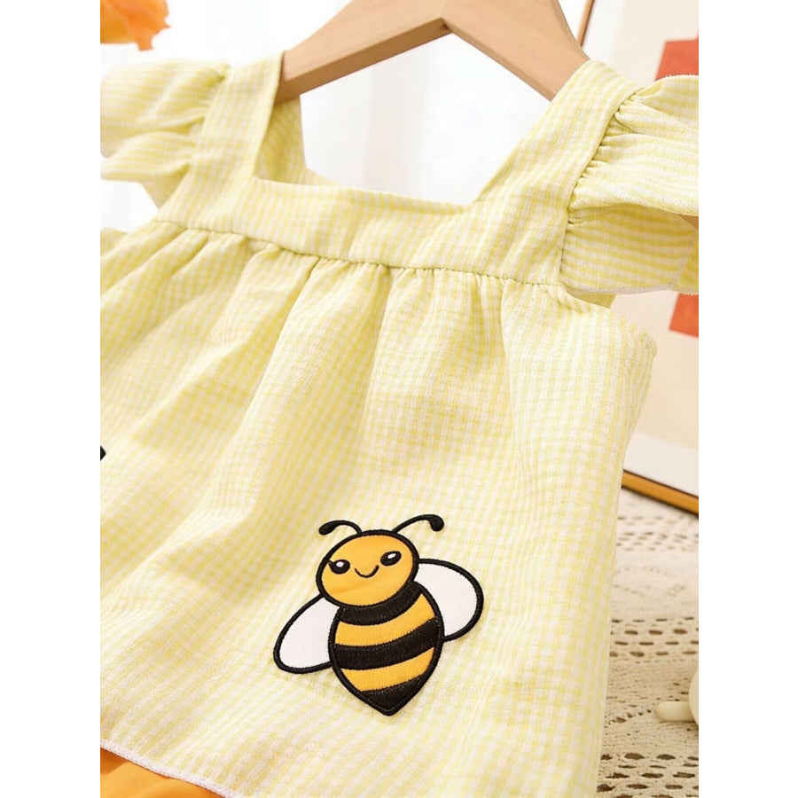 Children’s Bee Embroidered Ruffle Trim Top and Shorts Set Apparel and Accessories