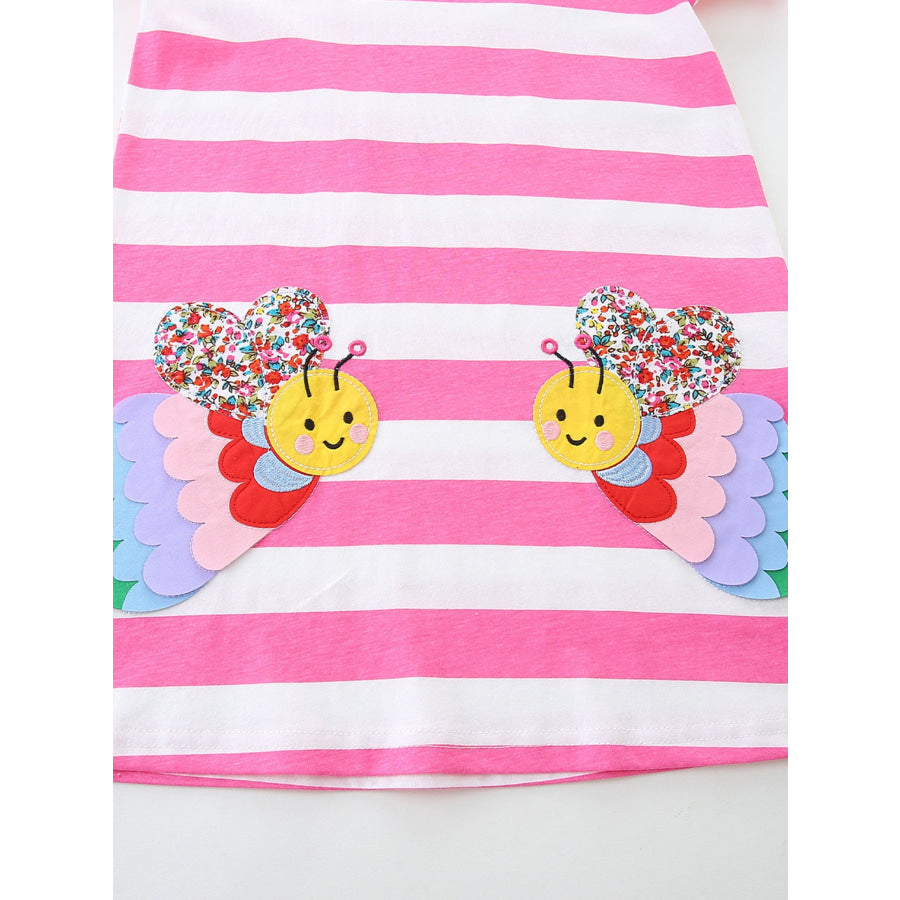 Children’s Bee Embroidered Striped Casual Dress Apparel and Accessories