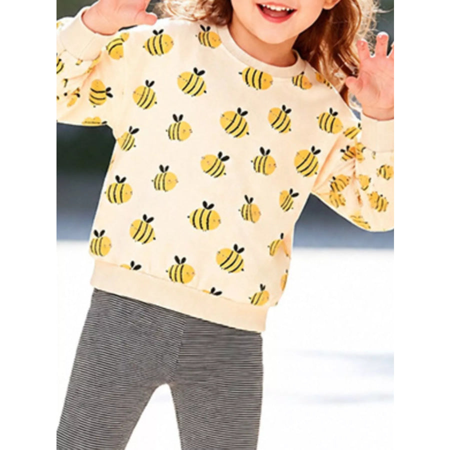 Children’s Bee Print Sweatshirt and Leggings Two-Piece Set Apparel and Accessories