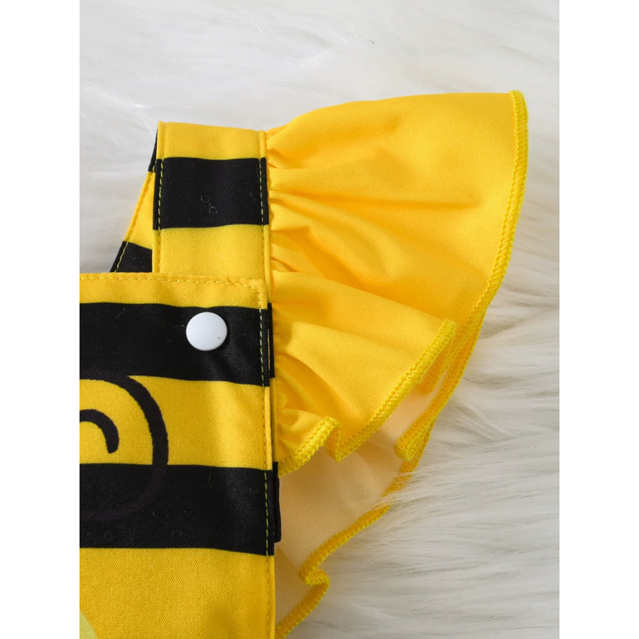 Children’s Bee Striped Ruffle Bodysuit Dress with Headband Apparel and Accessories