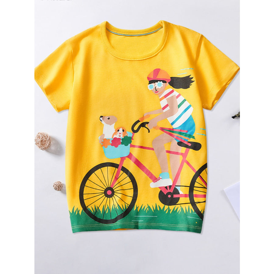 Children’s Bicycle Graphic Short Sleeve T-Shirt Yellow / 2-3 Apparel and Accessories