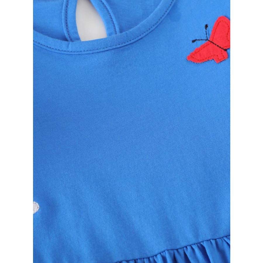 Children’s Bird Applique Pocket Ruffle Sleeve Dress Apparel and Accessories