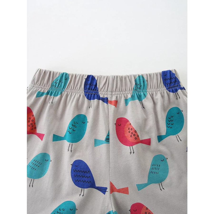 Children’s Bird Print Top and Shorts Set Apparel and Accessories