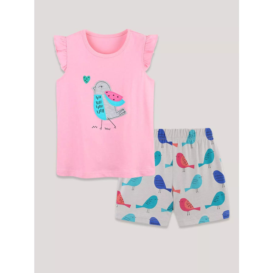 Children’s Bird Print Top and Shorts Set Apparel and Accessories