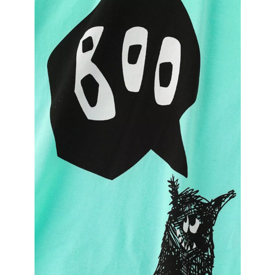 Children’s BOO Monster Graphic T-shirt and Plaid Shorts Set Apparel Accessories