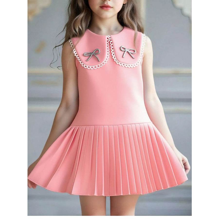 Children’s Bow-Accented Pleated Dress Pink / 2-3 Apparel and Accessories