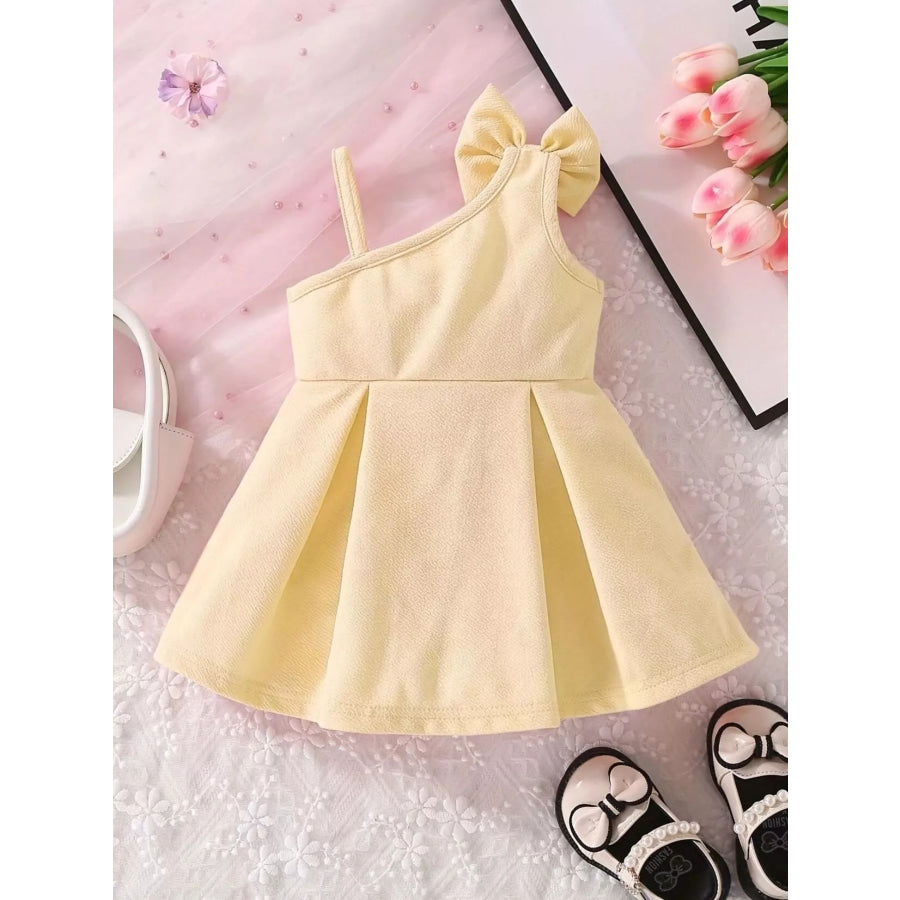 Children’s Bow Asymmetrical Shoulder Dress Apparel and Accessories