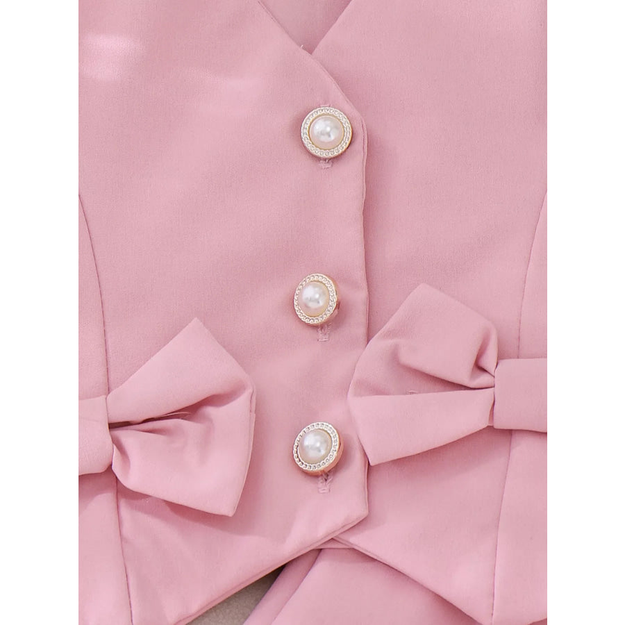 Children’s Bow Button Up Vest and Skirt Set Apparel and Accessories