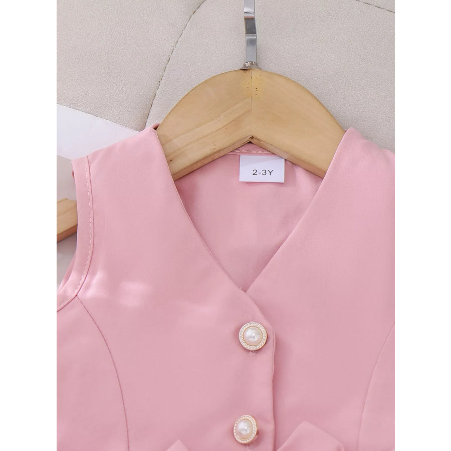 Children’s Bow Button Up Vest and Skirt Set Apparel and Accessories
