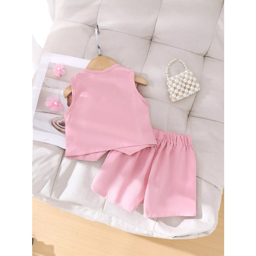 Children’s Bow Button Up Vest and Skirt Set Apparel and Accessories