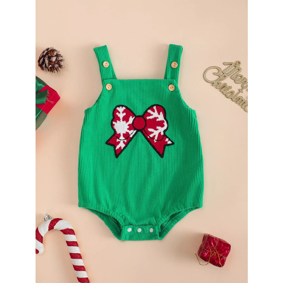Children’s Bow Corduroy One-Piece Green / 0-3M Apparel and Accessories