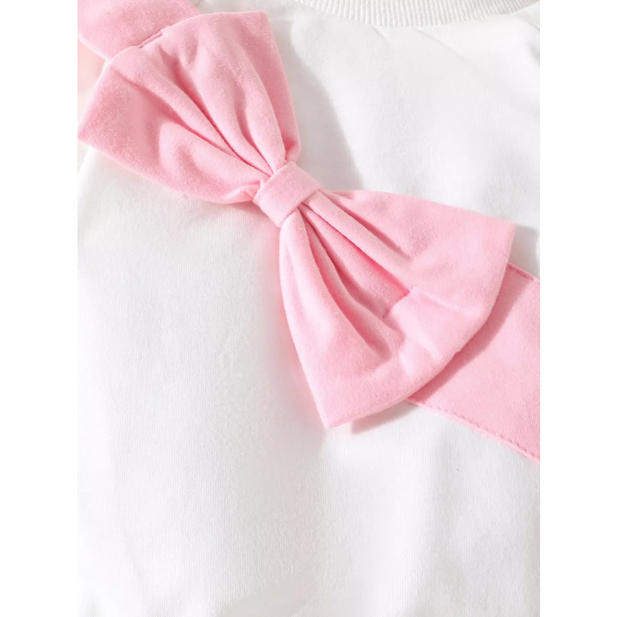 Children’s Bow Decor Long Sleeve Baby One-Piece Bodysuit Apparel and Accessories