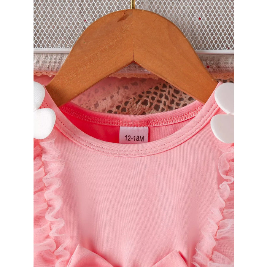 Children’s Bow Decor Ruffle Trim Dress Apparel and Accessories