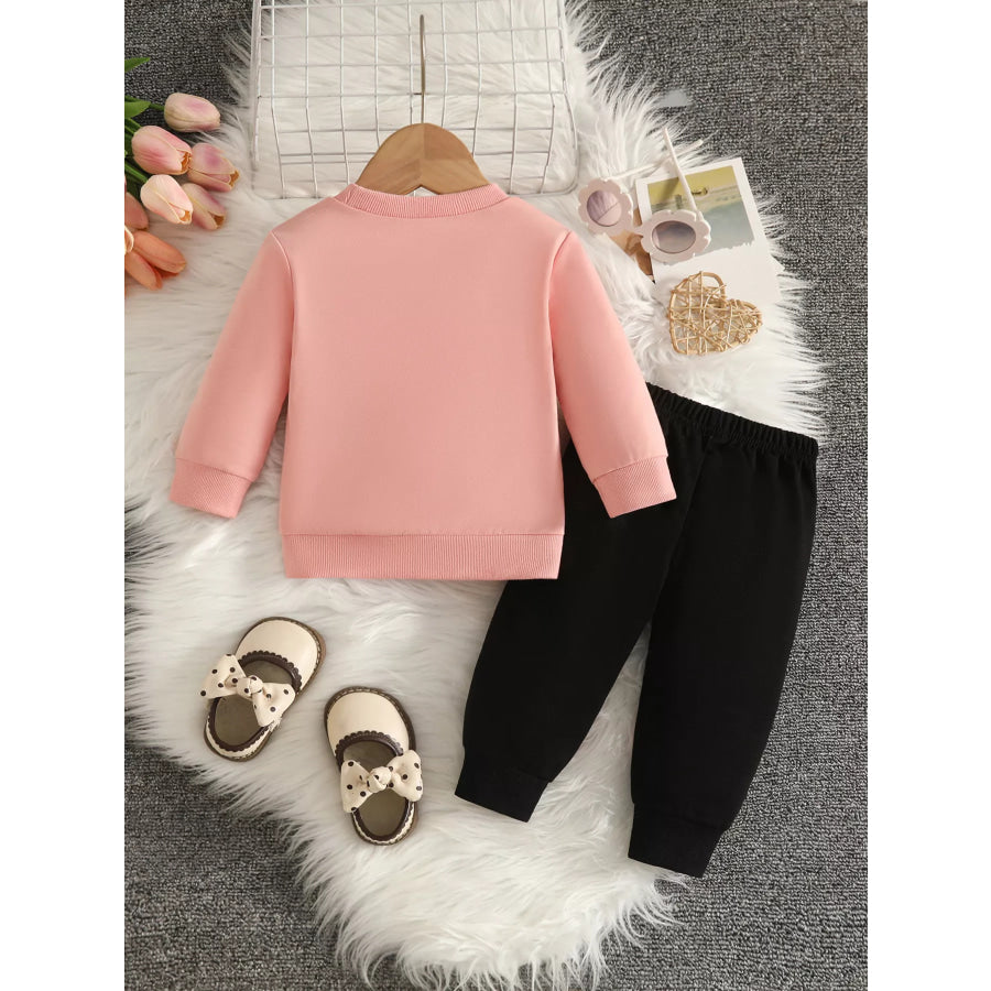 Children’s Bow-Decorated Sweatshirt and Pants Set Apparel Accessories
