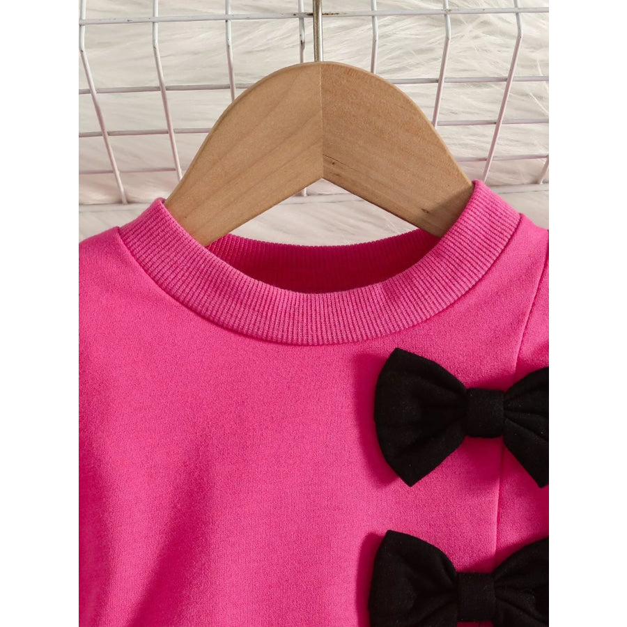 Children’s Bow-Decorated Sweatshirt and Pants Set Apparel Accessories