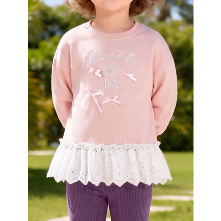 Children’s Bow-Embellished Sweatshirt and Flare Pants Set Apparel and Accessories