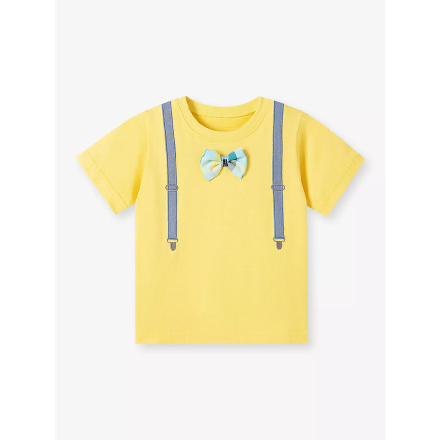 Children’s Bow Embroidered Round Neck T-Shirt Apparel and Accessories